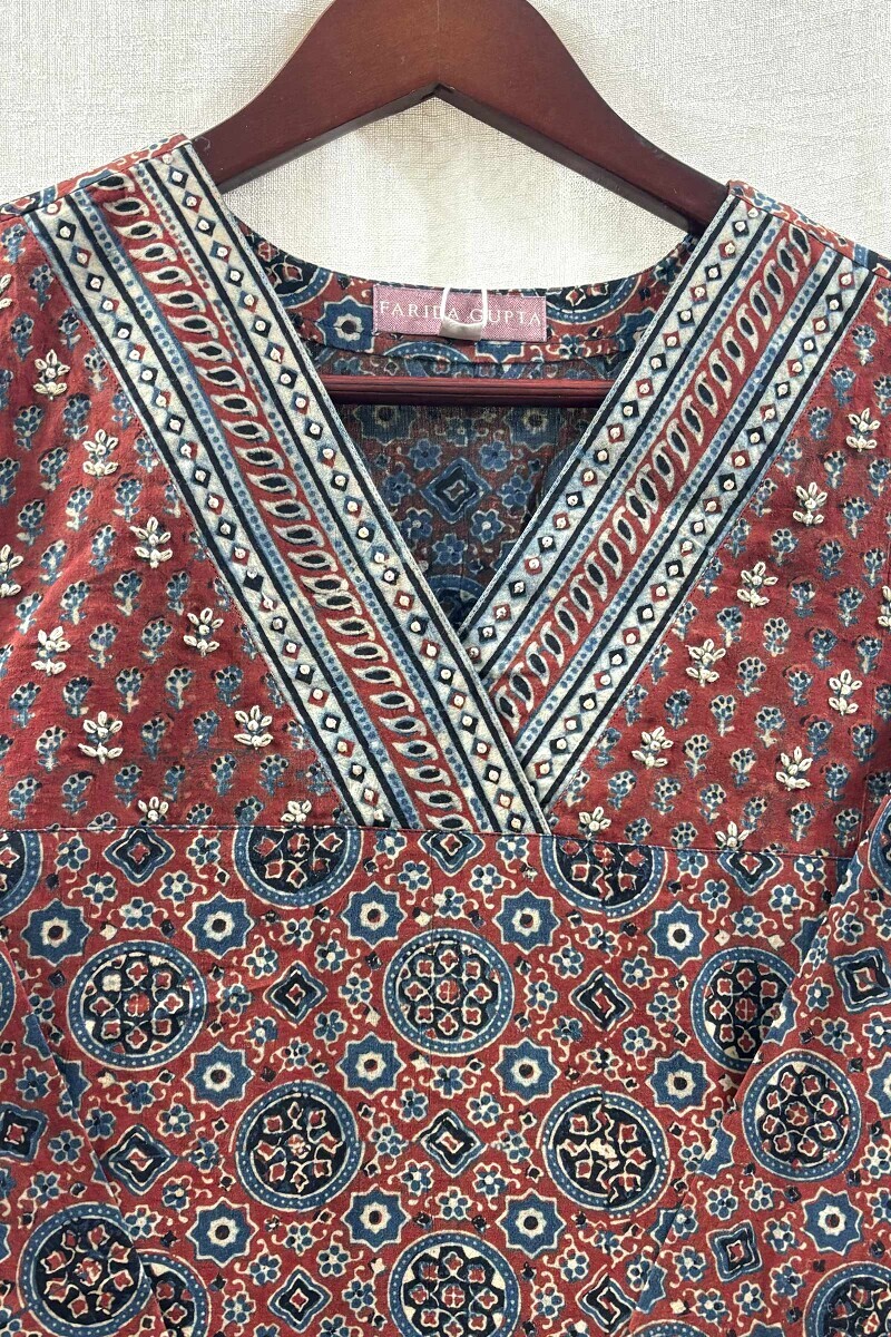 Ajrak Hand Block-Printed Straight Cotton Kurta