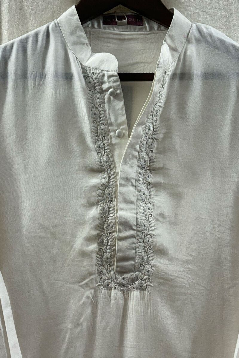 White Handcrafted Chanderi Kurta