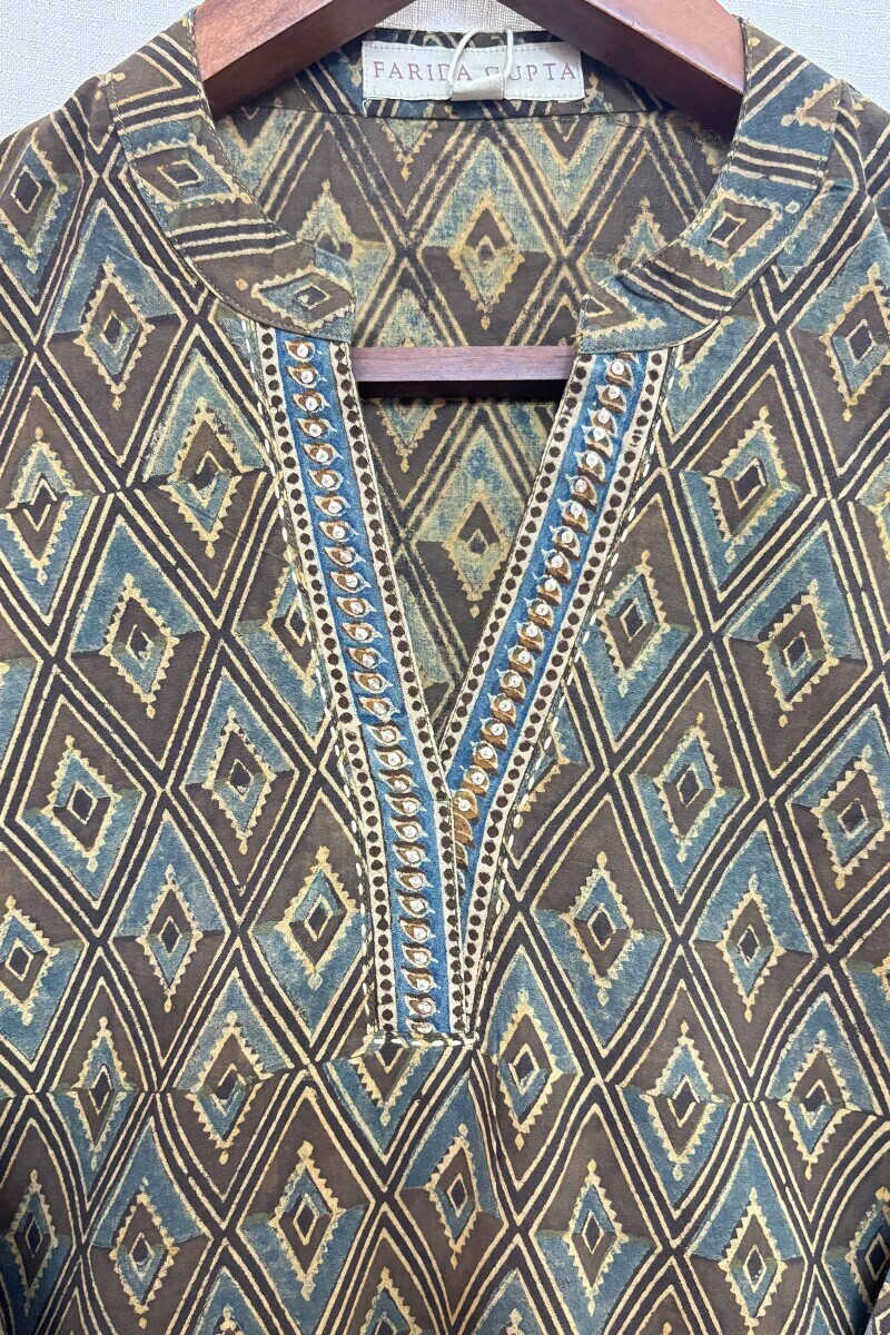 Ajrak Hand Block-Printed Cotton Top