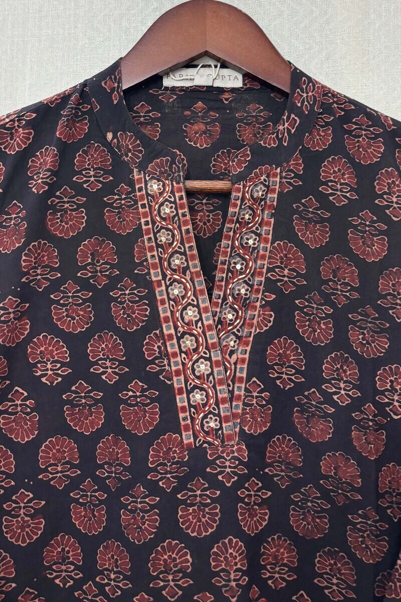 Ajrak Hand Block-Printed Cotton Top