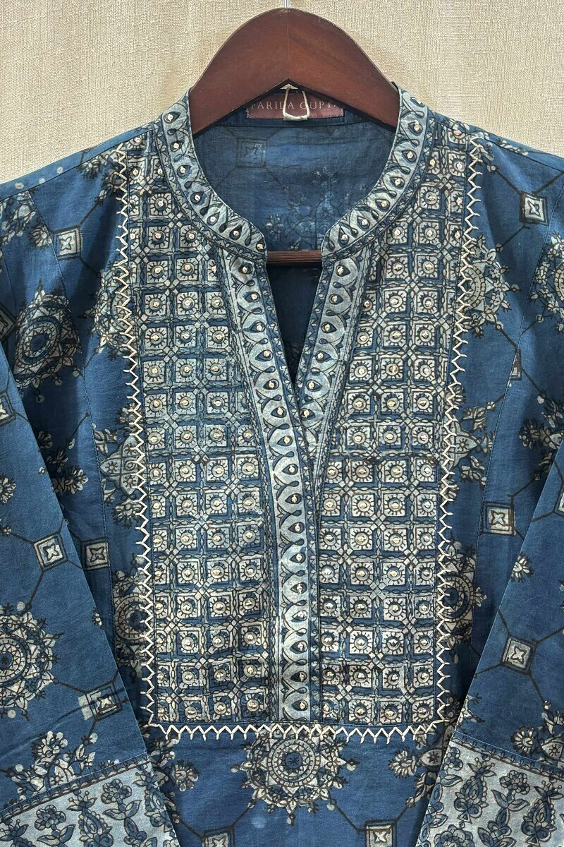 Indigo Hand Block-Printed Kurta