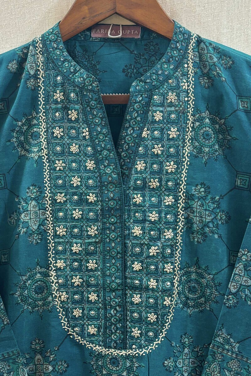 Akola Hand Block-Printed Straight Cotton Kurta