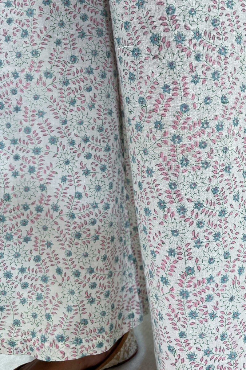 White Hand Block-Printed Farsi