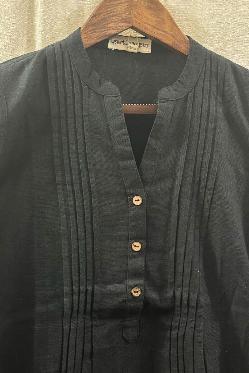 Black Handcrafted Handloom Cotton Top