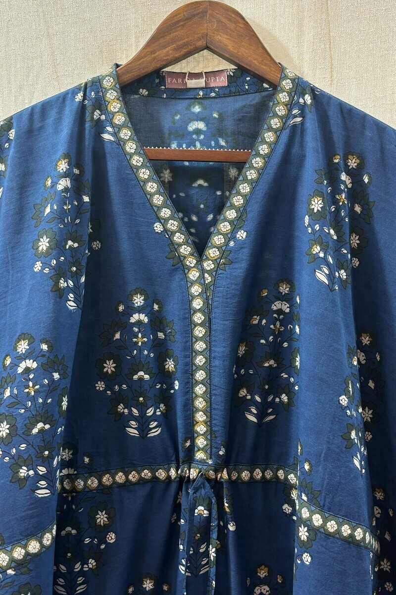 Blue Hand Block-Printed Kaftan