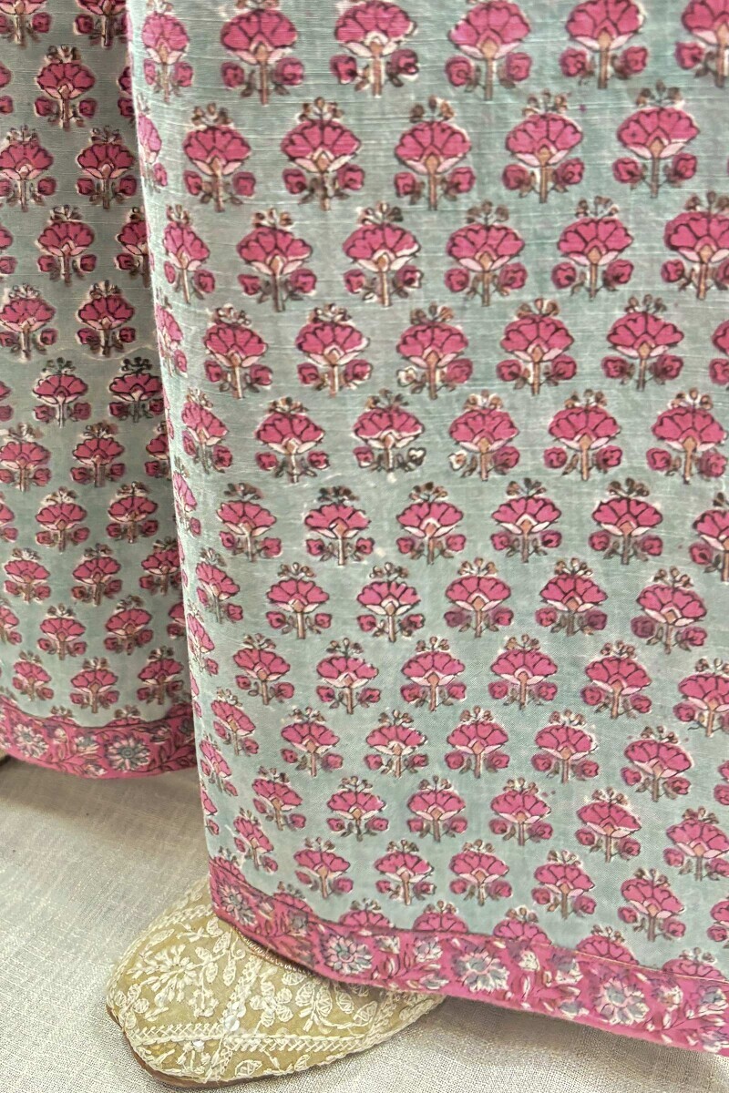 Pink Hand Block-Printed Modal Farsi