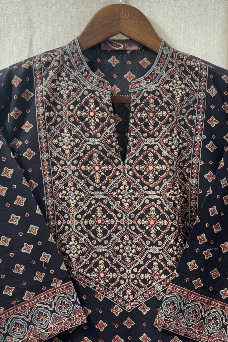 Ajrak Hand Block-Printed Straight Cotton Kurta