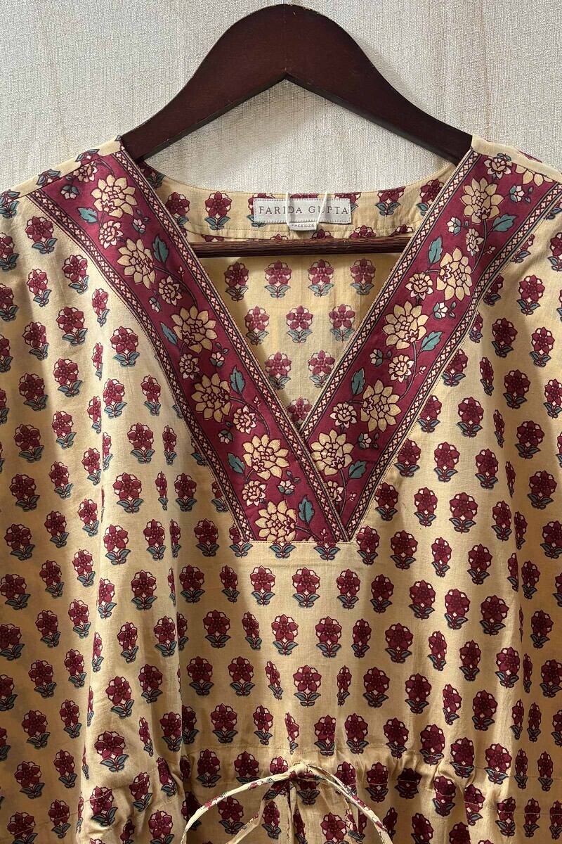 Yellow Hand Block-Printed Kaftan