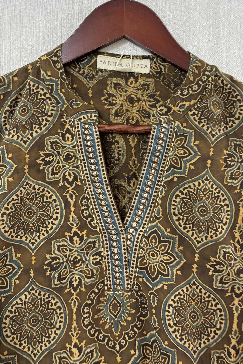 Ajrak Hand Block-Printed Cotton Top