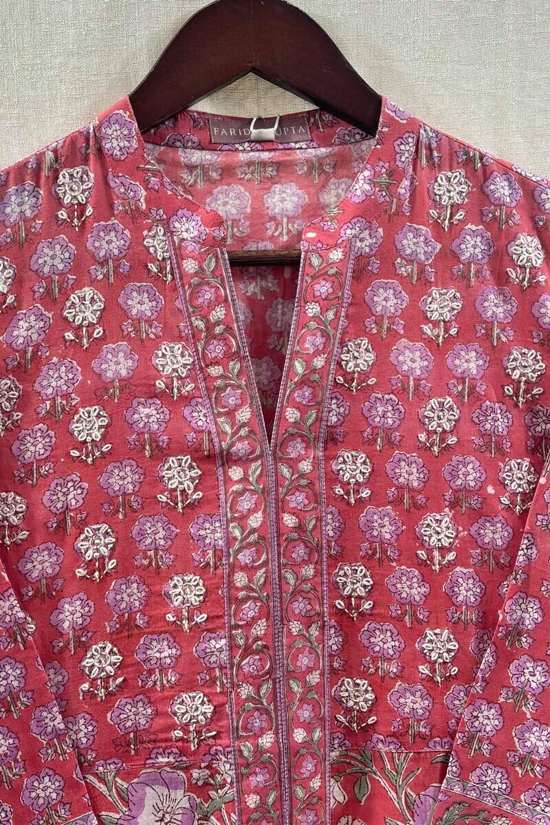 Pink Hand Block-Printed