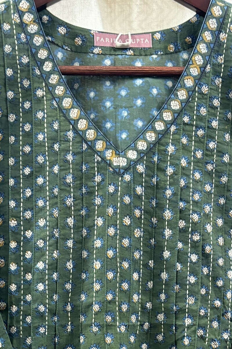 Green Hand Block-Printed Top