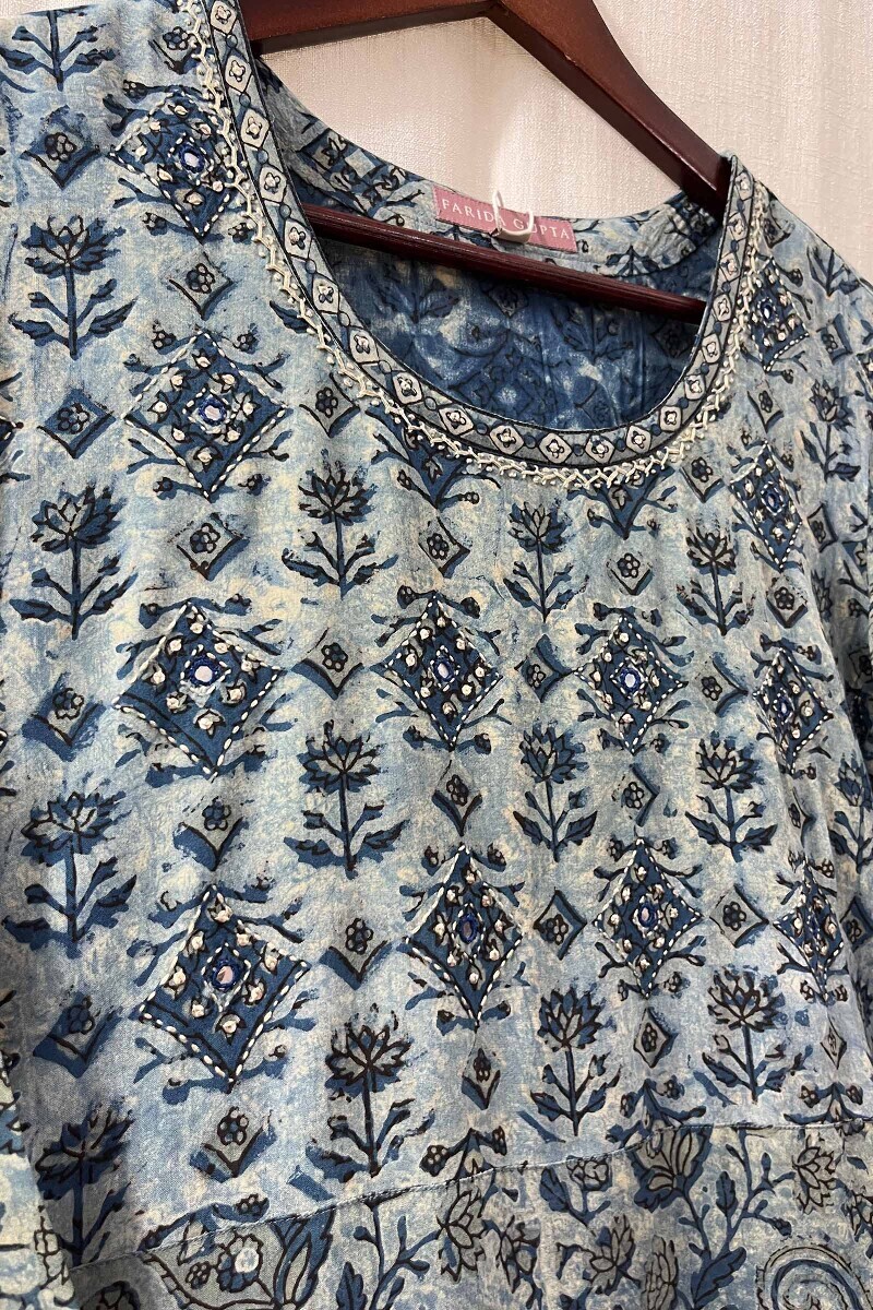 Indigo Hand Block-Printed Kurta