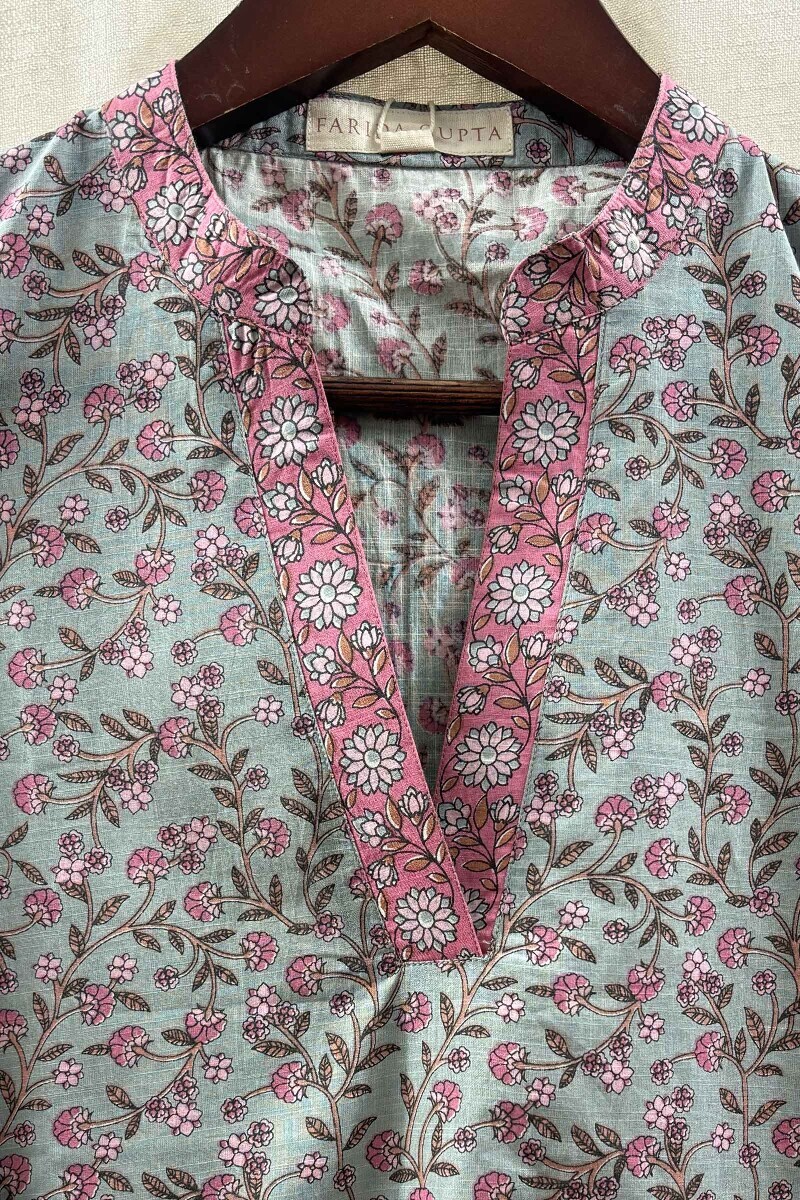 Blue Hand Block-Printed Top