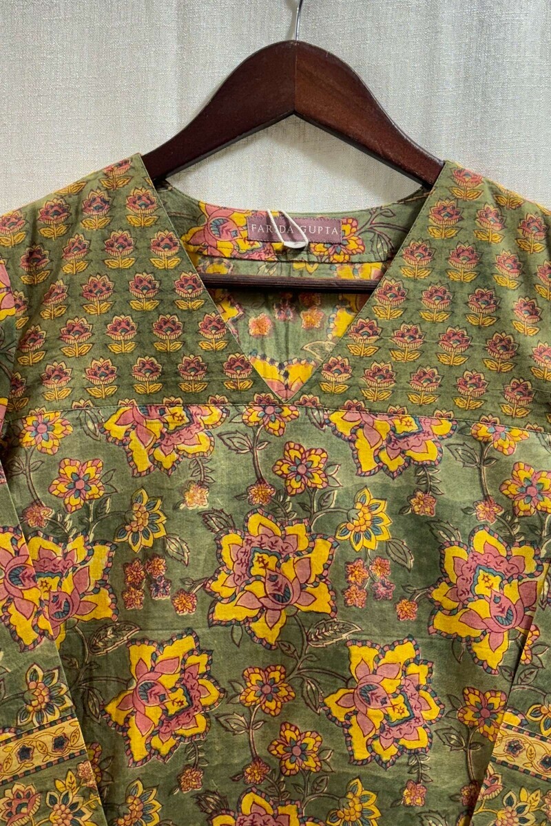 Green Hand Block-Printed Top
