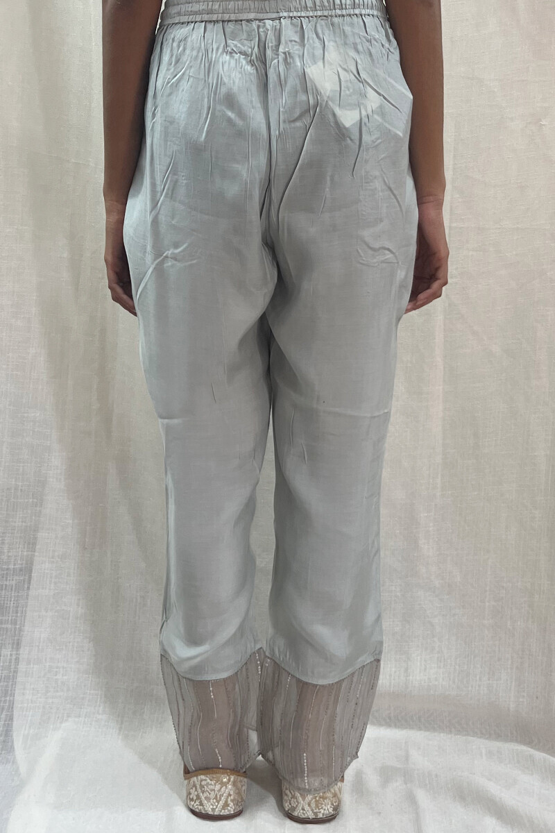 Blue Handcrafted Viscose Narrow Pants