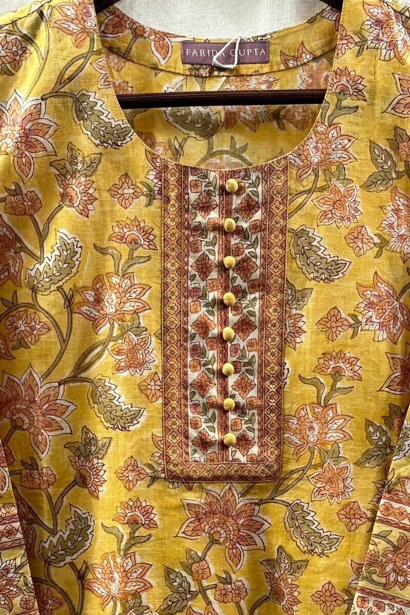 Yellow Hand Block-Printed Top