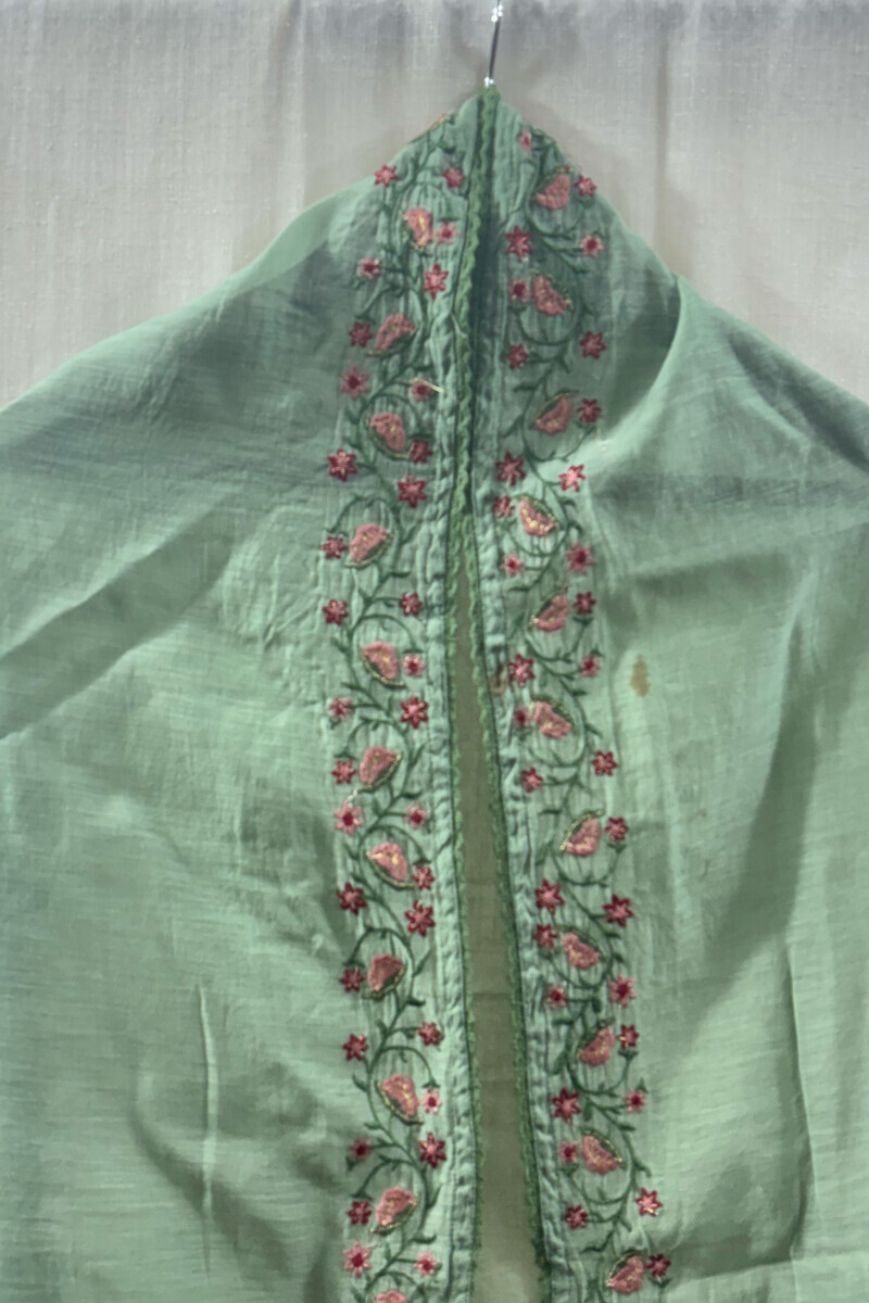 Green Handcrafted Cotton Silk Dupatta