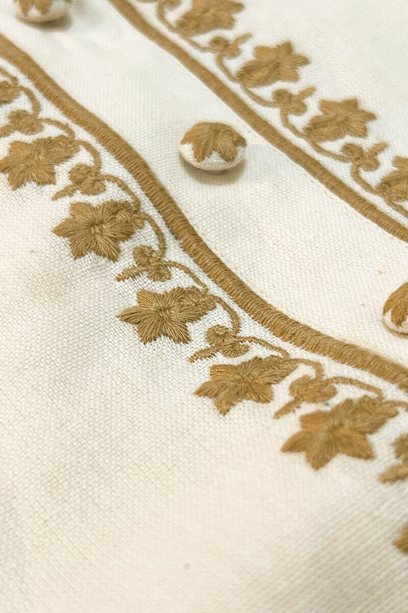 Cream Handcrafted Cotton Straight Kurta