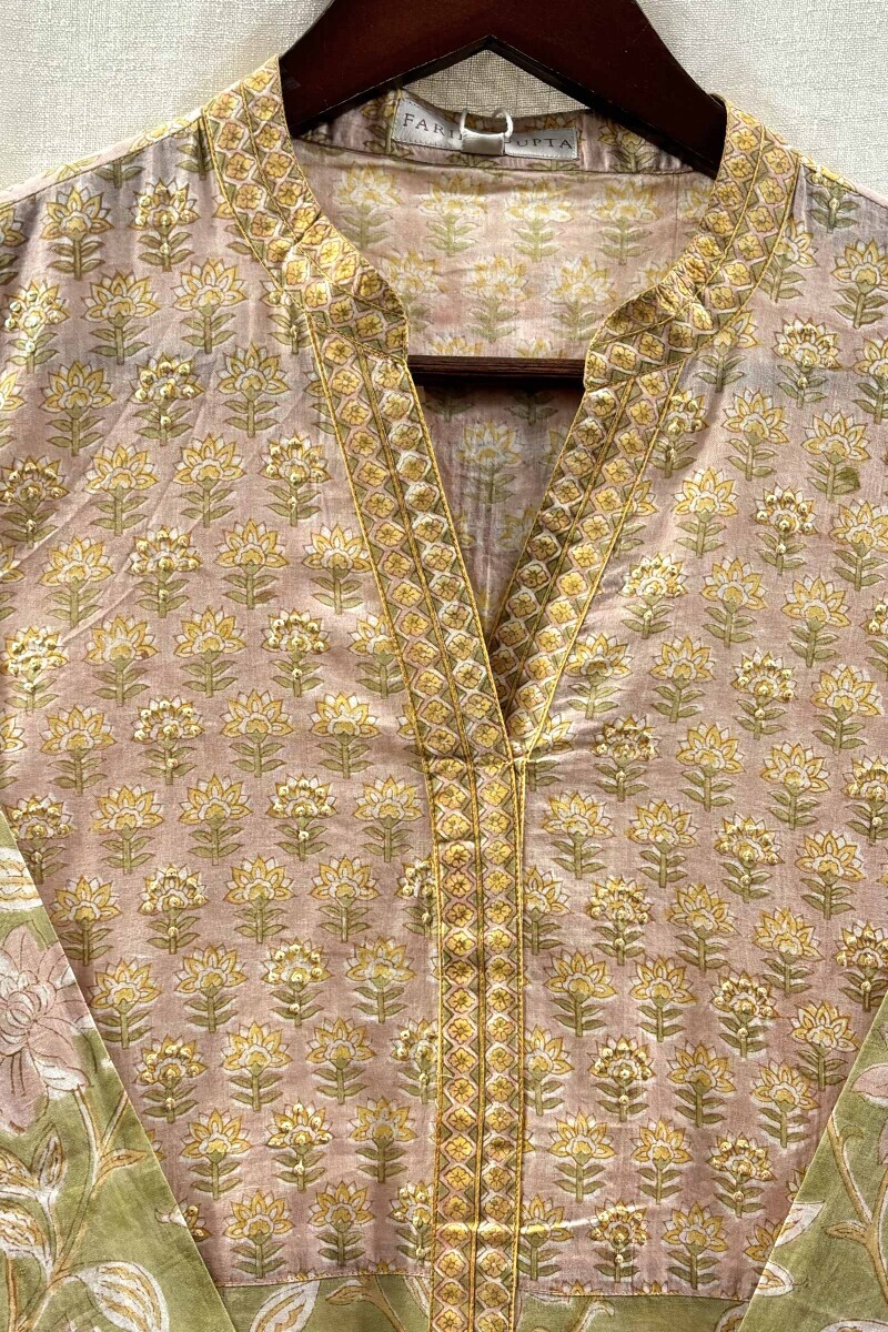 Green Hand Block-Printed