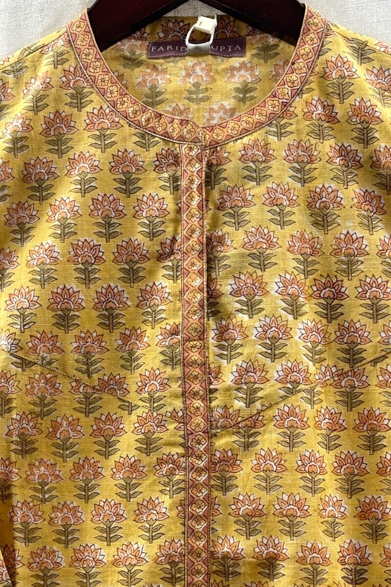 Yellow Hand Block-Printed Top