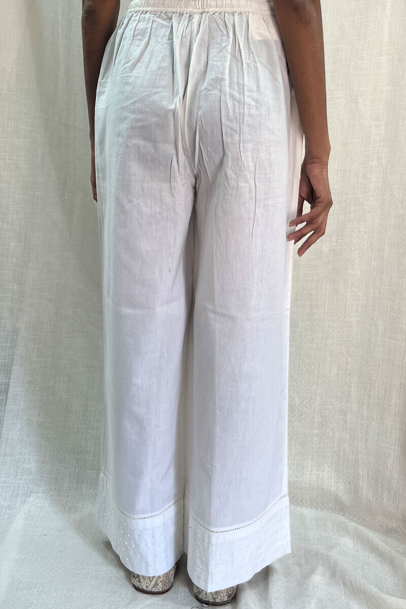 White Handcrafted Cotton Straight Farsi
