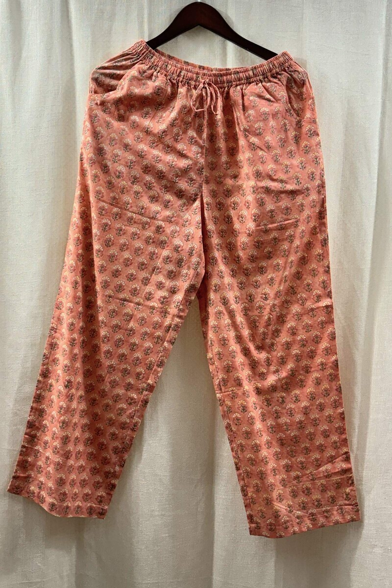 Peach Hand Block-Printed Loungewear Set