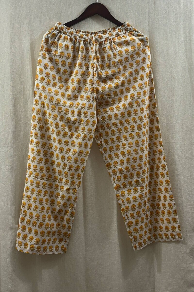 White Hand Screen-Printed Loungewear Set