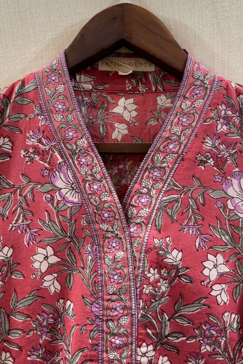 Pink Hand Block-Printed Cotton Top