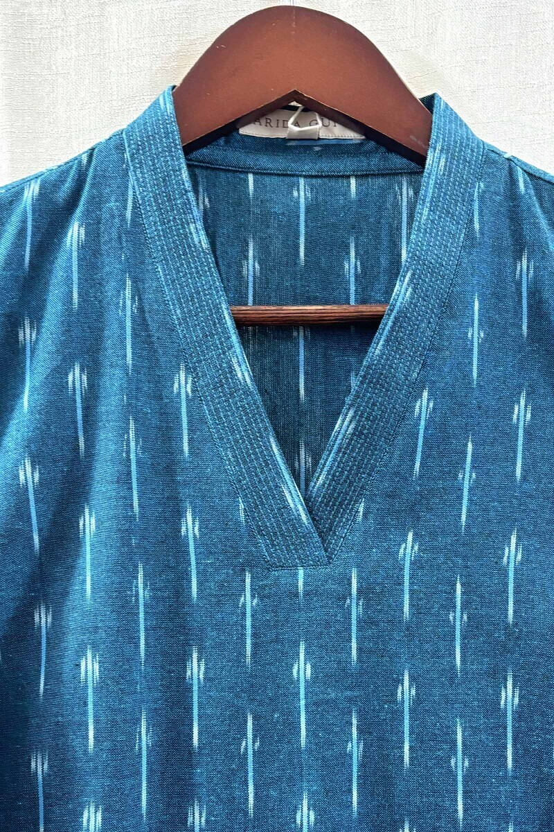Blue Handcrafted Cotton Polyester Top
