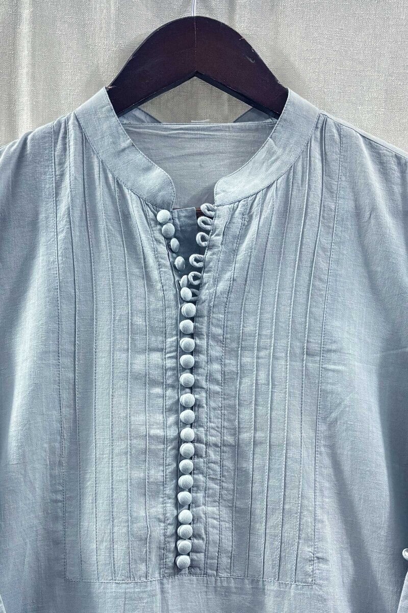Blue Handcrafted Cotton Slub Kurta