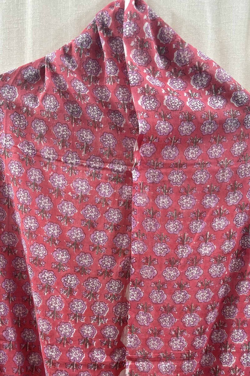 Pink Hand Block-Printed Dupatta