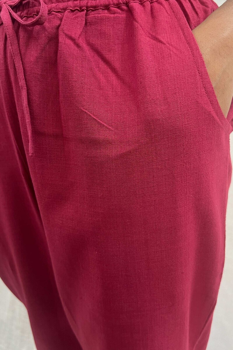 Pink Handcrafted Handloom Cotton Narrow Pants
