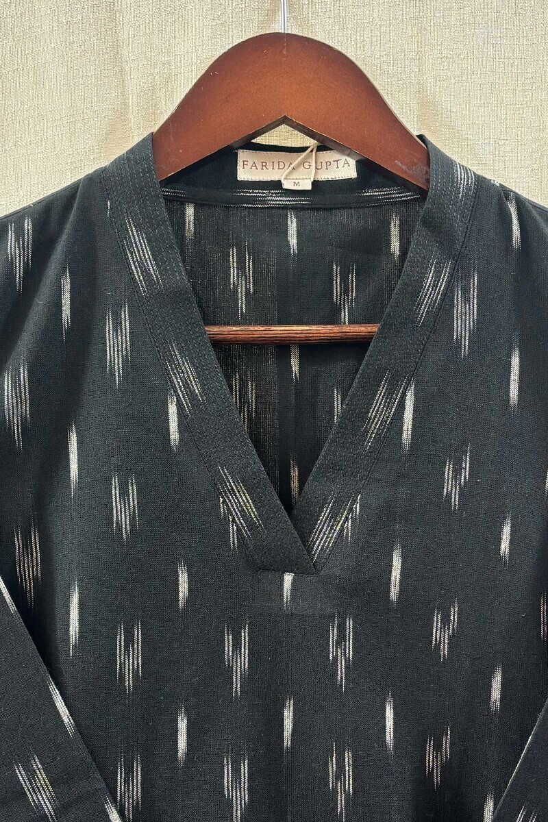 Black Handcrafted Cotton Polyester Top
