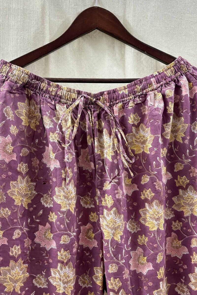 Purple Hand Block-Printed Cotton Farsi