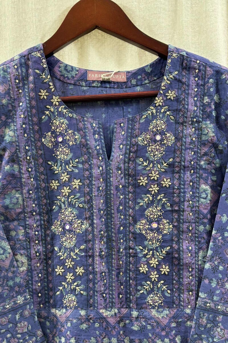 Blue Hand Block-Printed Kurta