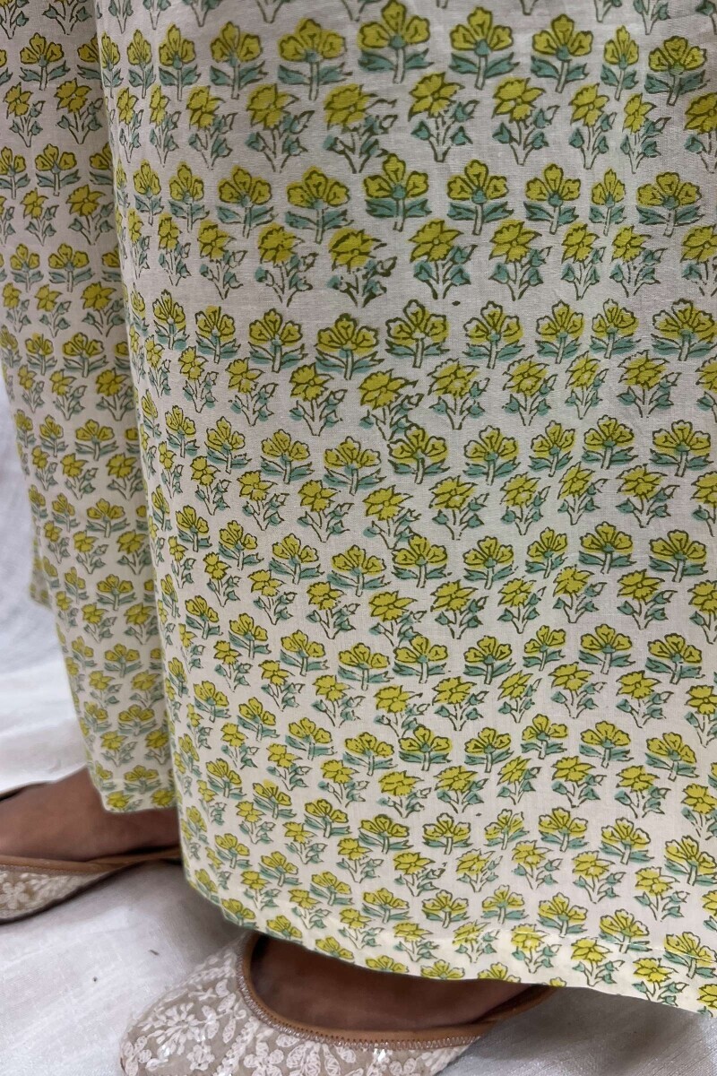 Green Hand Block-Printed Cotton Farsi