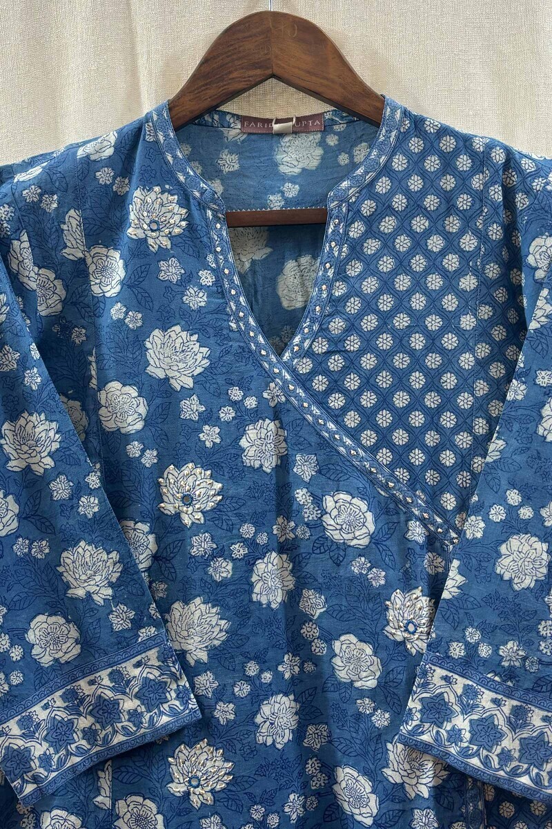 Blue Hand Block-Printed Kurta