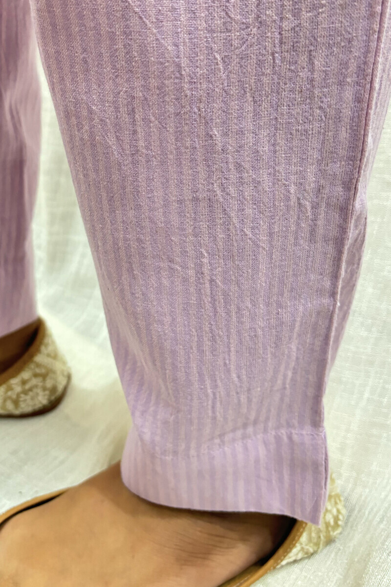 Purple Handcrafted Cotton Narrow Pants