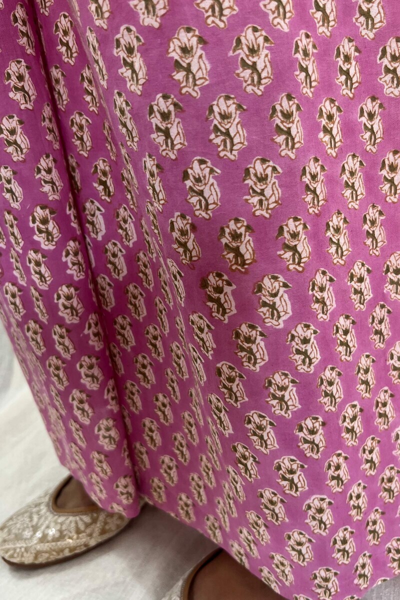 Purple Hand Block-Printed Cotton Farsi