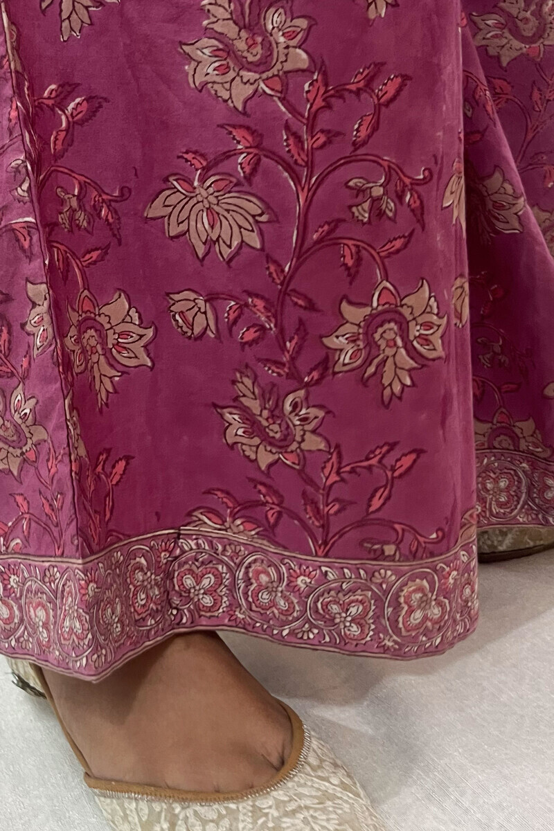 Purple Hand Block-Printed Cotton Farsi