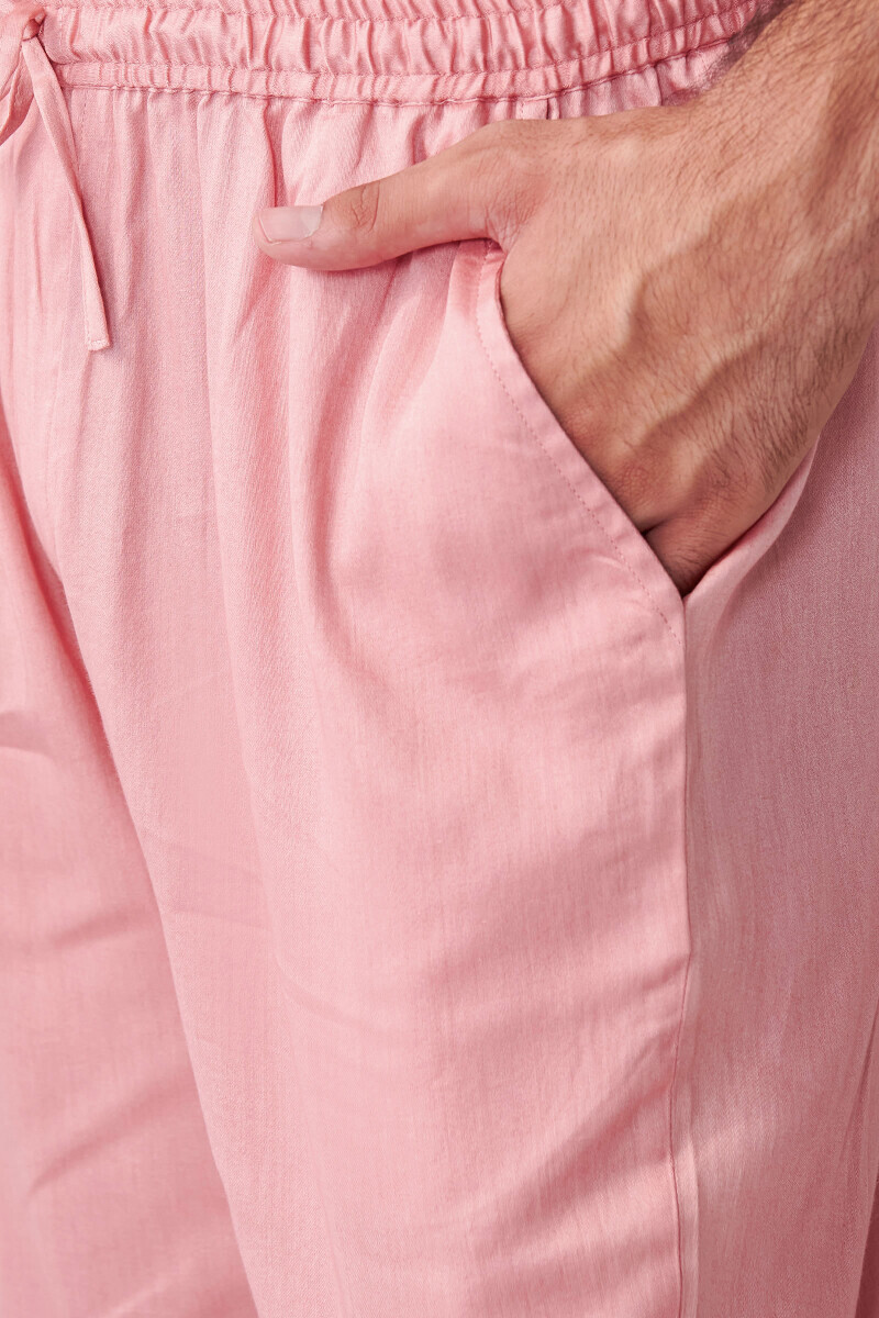 Pink Handcrafted Straight Handloom Cotton Pants