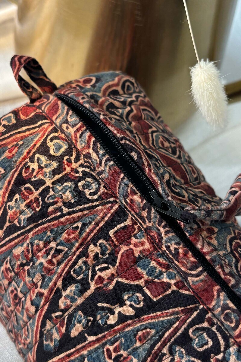 Ajrak Hand Block-Printed Cotton Toiletry Pouch