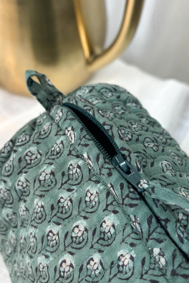 Bagru Hand Block-Printed Cotton Dobby Toiletry Pouch