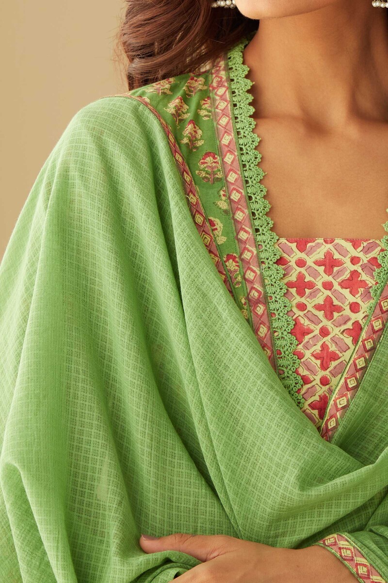 Green Handcrafted Kota Dupatta