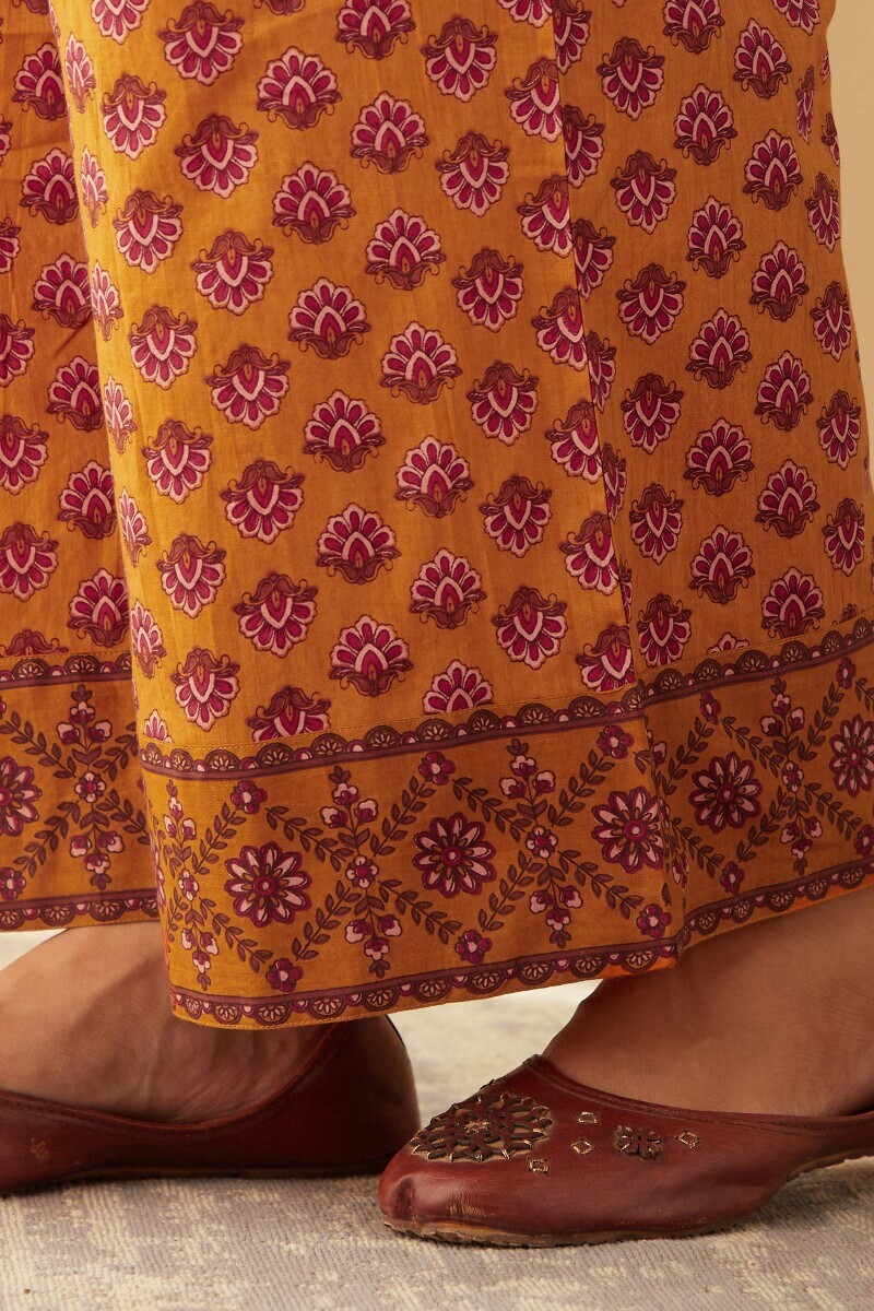 Mustard Hand Printed Cotton Farsi