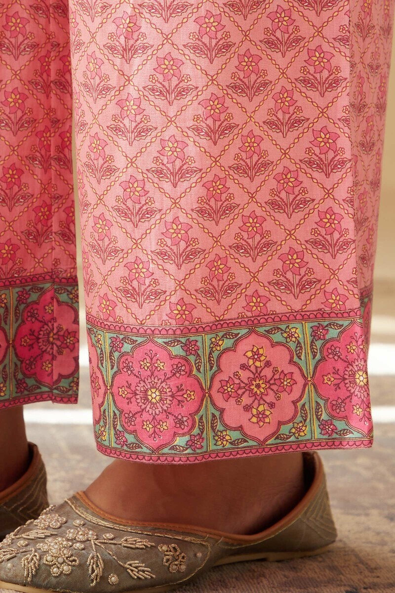Pink Hand Printed Cotton Farsi