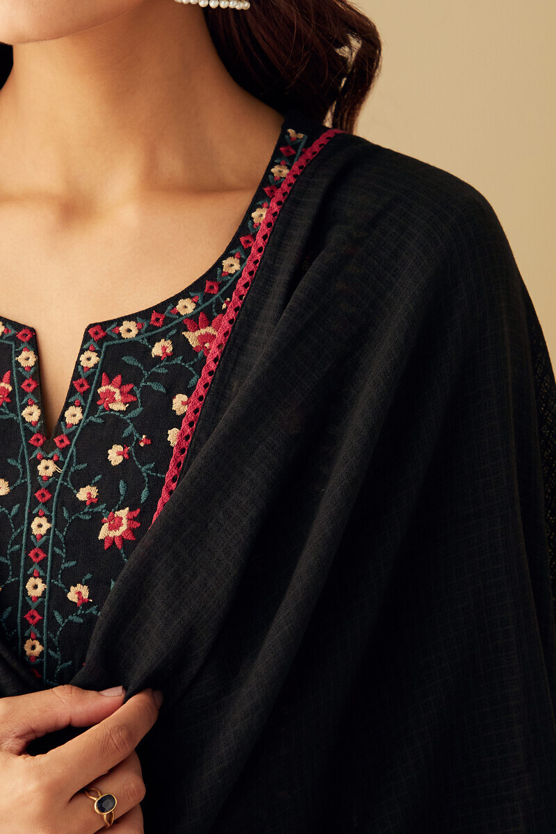 Black Handcrafted Kota Dupatta