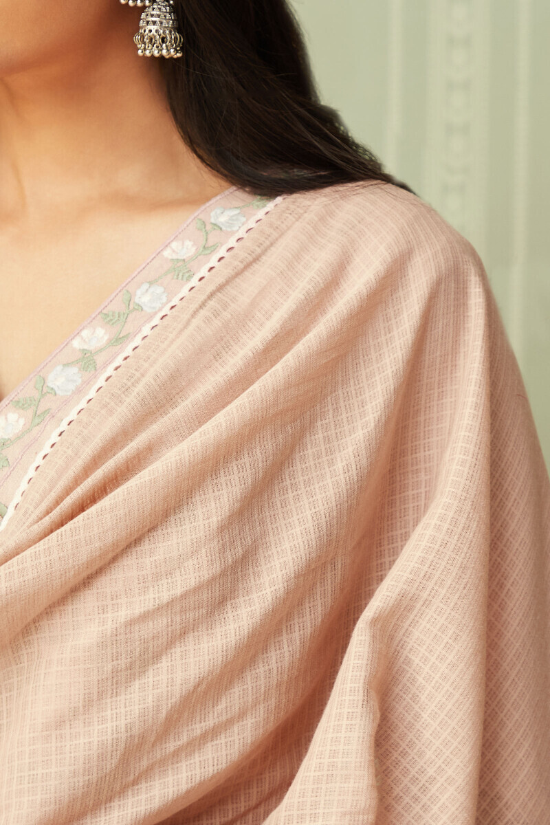 Pink Handcrafted Kota Dupatta