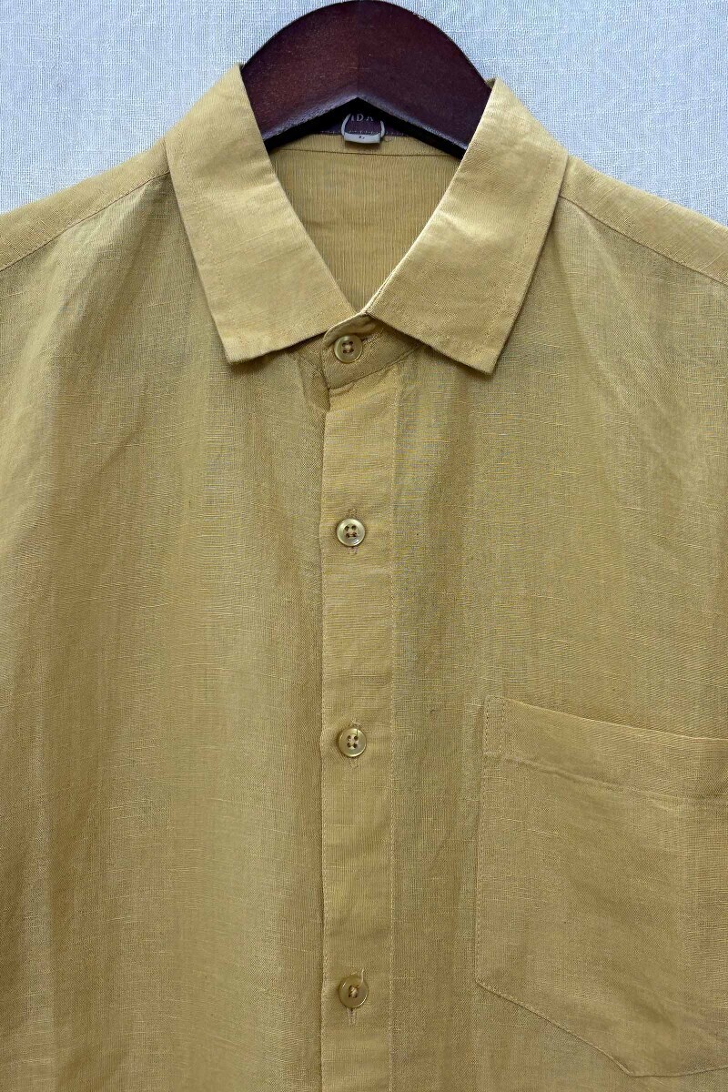 FG Specials: 1 Of 1- Men's Yellow Handcrafted Handloom Shirt