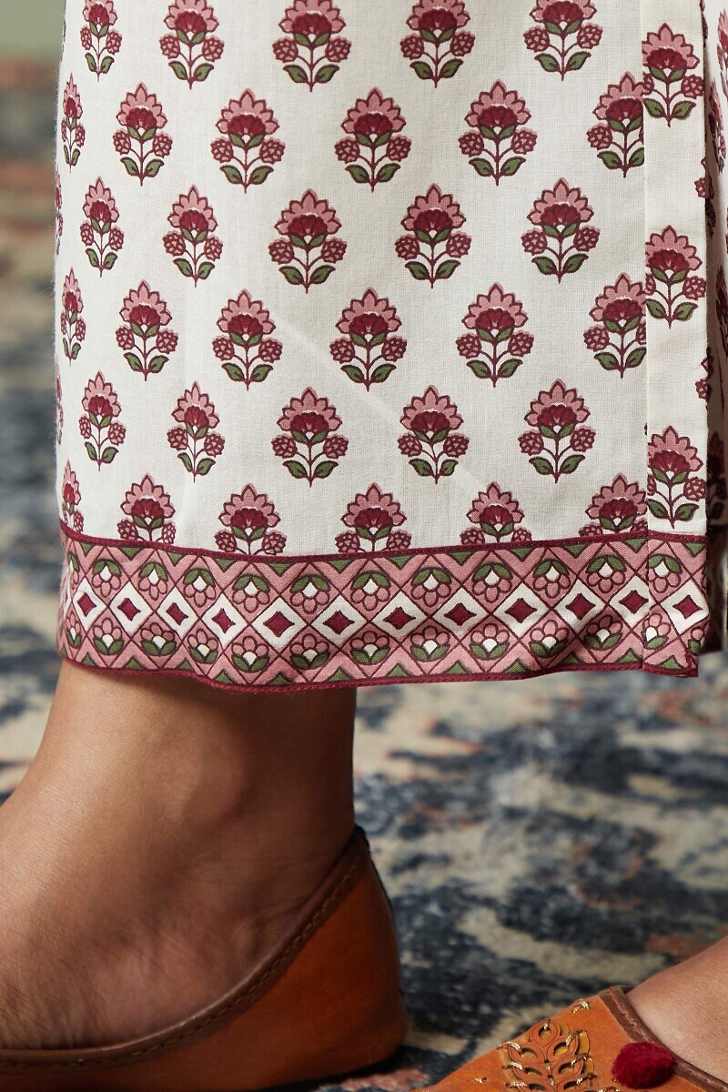 Off-White Hand Printed Cotton Farsi